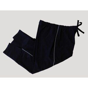 Reebok Womens Activewear Pants L Navy Blue Ankle Length Elastic Waist